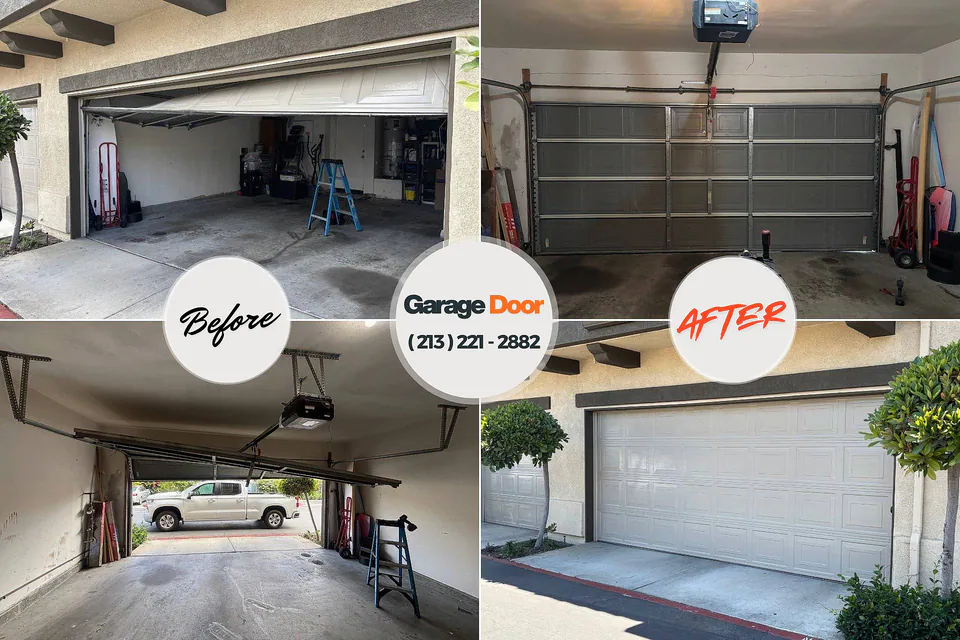 Before and after: garage door installation Commercial Point, OH